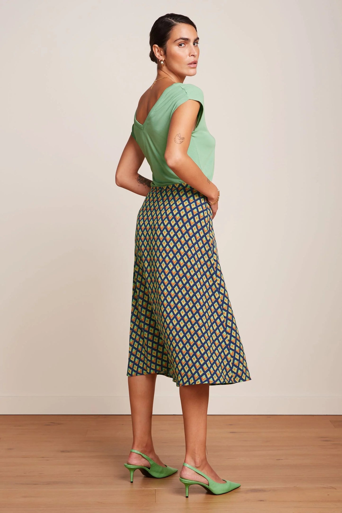 Juno Midi Skirt Pebble Woven