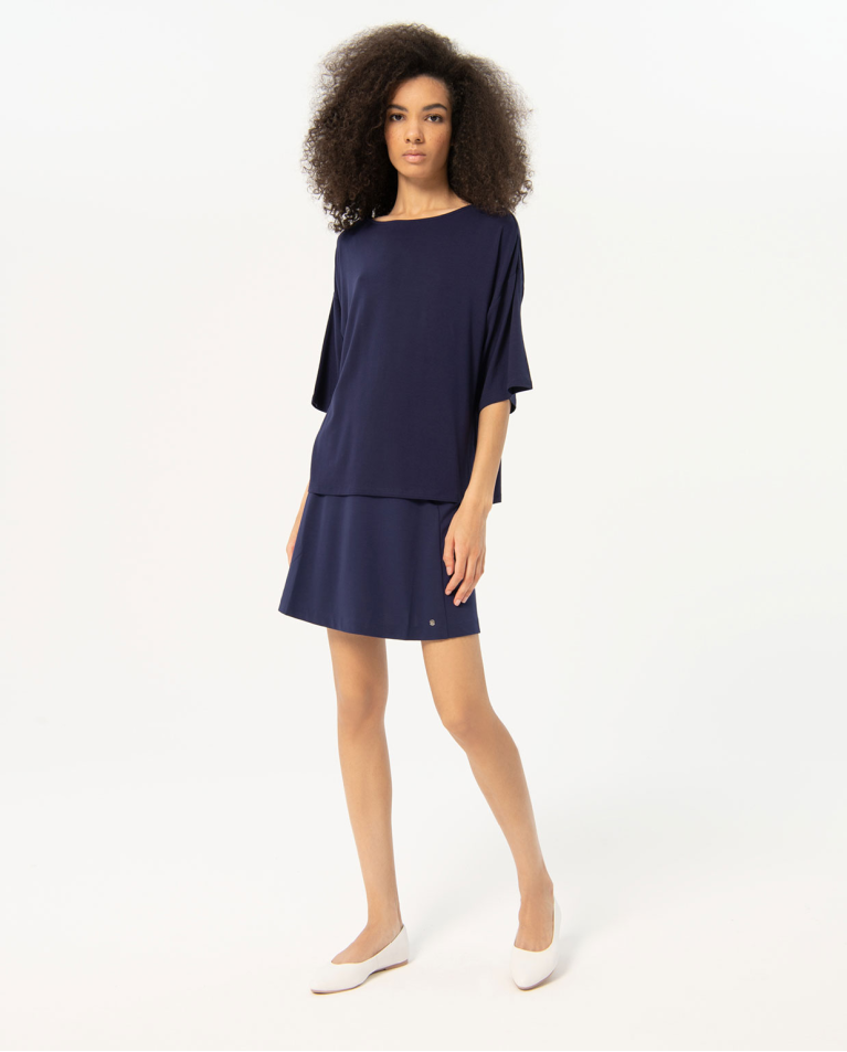 French sleeve elastic T-shirt