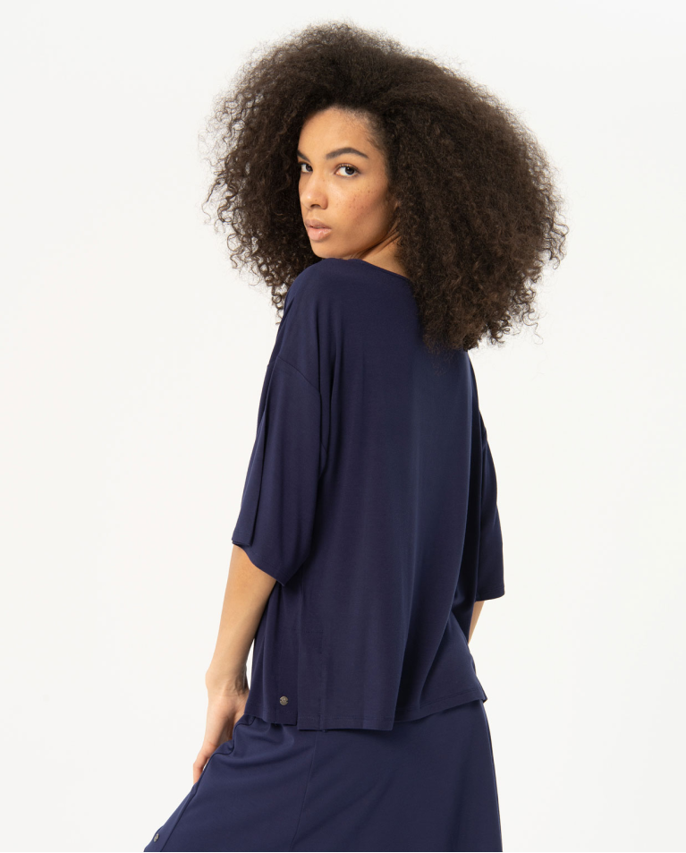 French sleeve elastic T-shirt