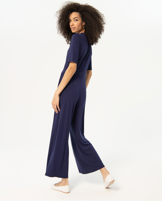 Stretch short sleeve jumpsuit