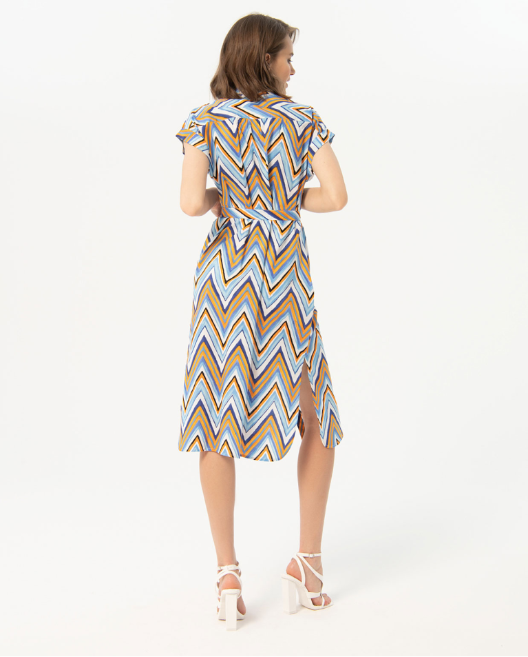 Printed midi shirt dress