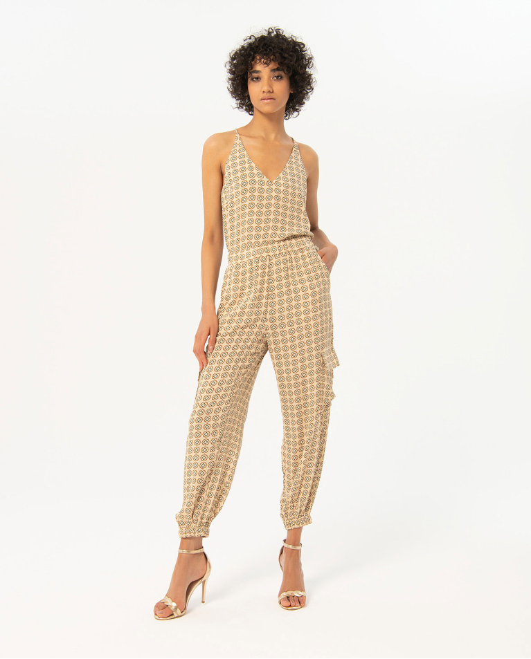 Printed fluid cargo pants