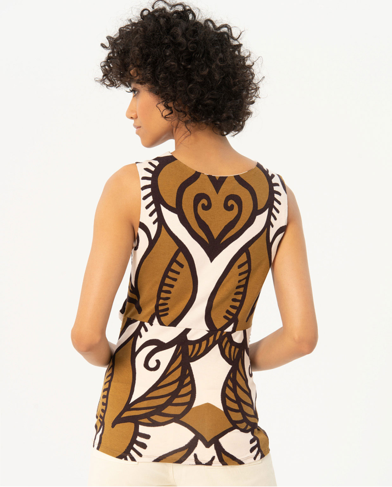 Printed wide strap top