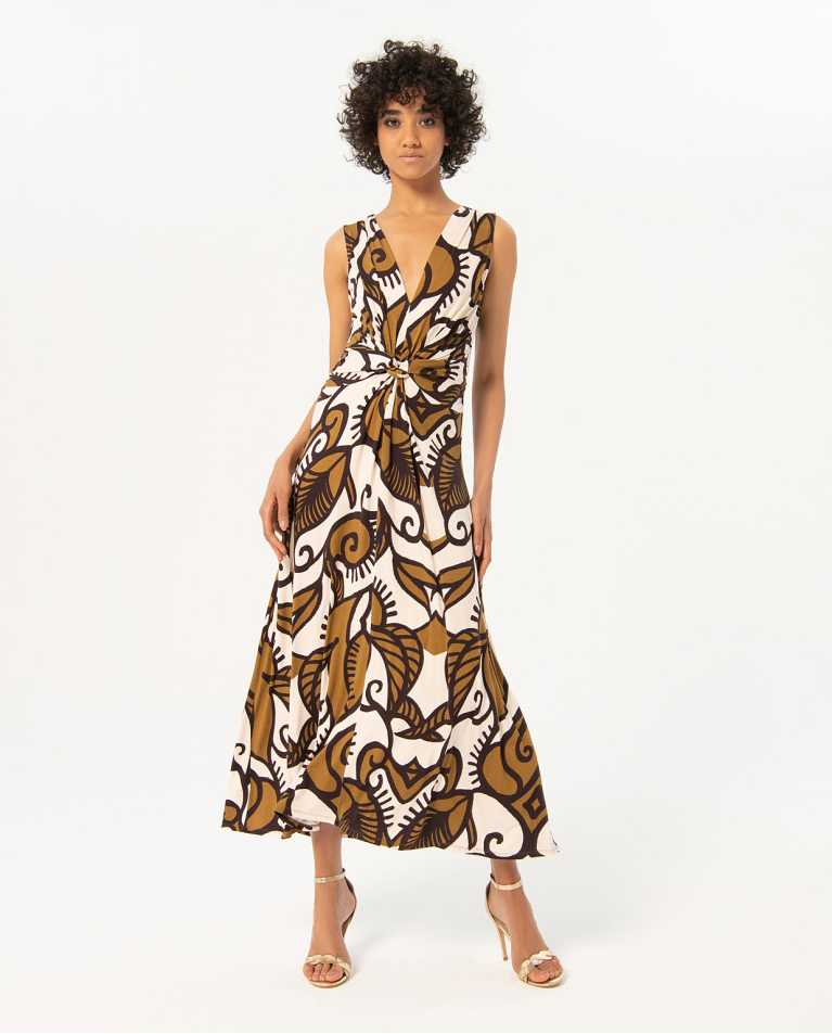 Printed sleeveless long dress