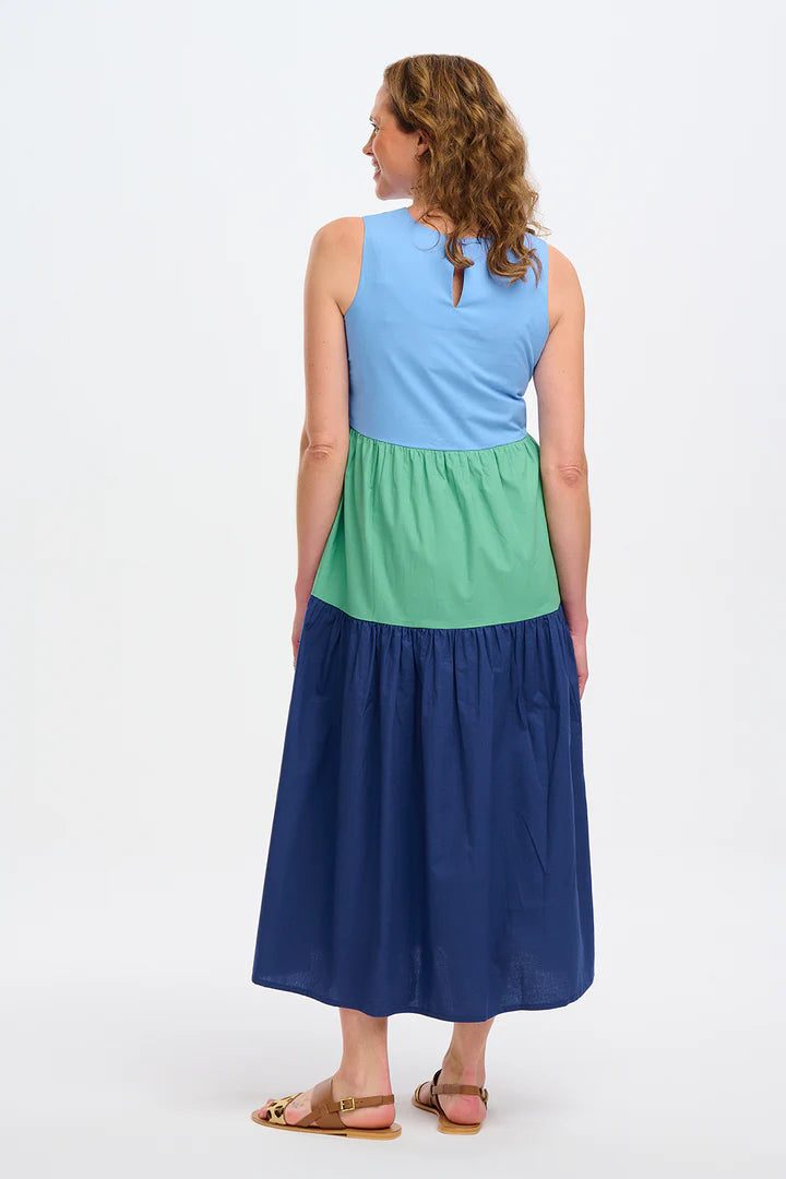 Juniper Maxi Tiered Sundress - Multi, Sea Colour Block