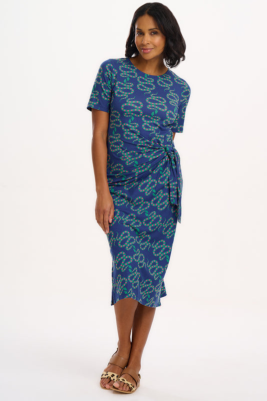 Emersyn Jersey Midi Dress - Bright Navy, Star Snakes