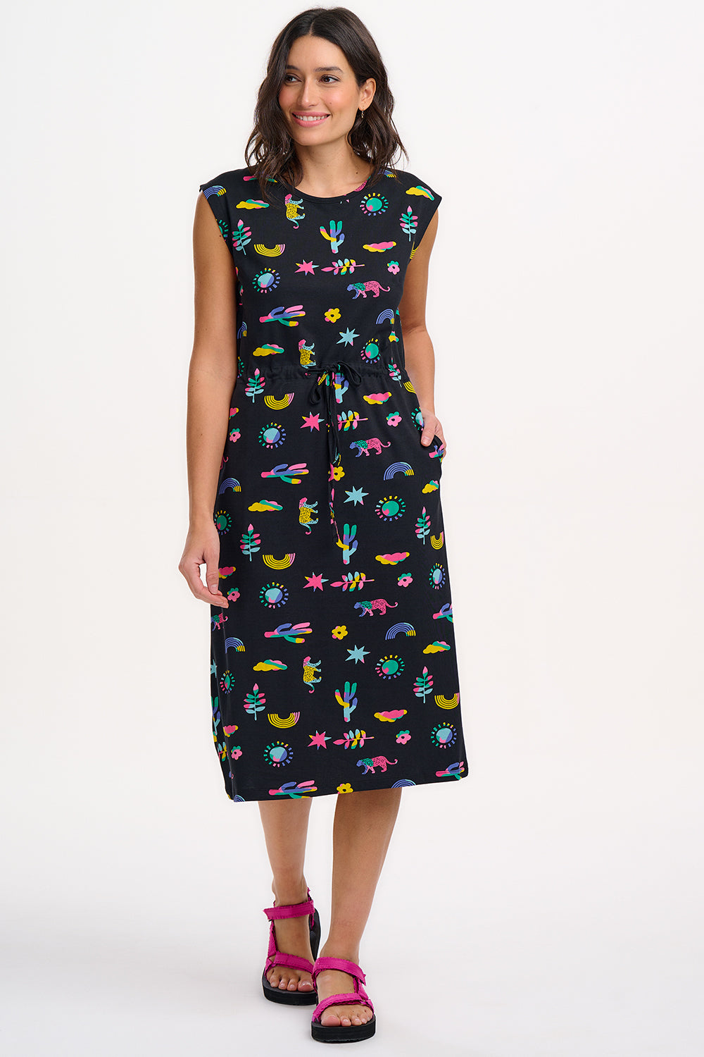 Sloane Jersey Midi Dress - Black, Summer Joy