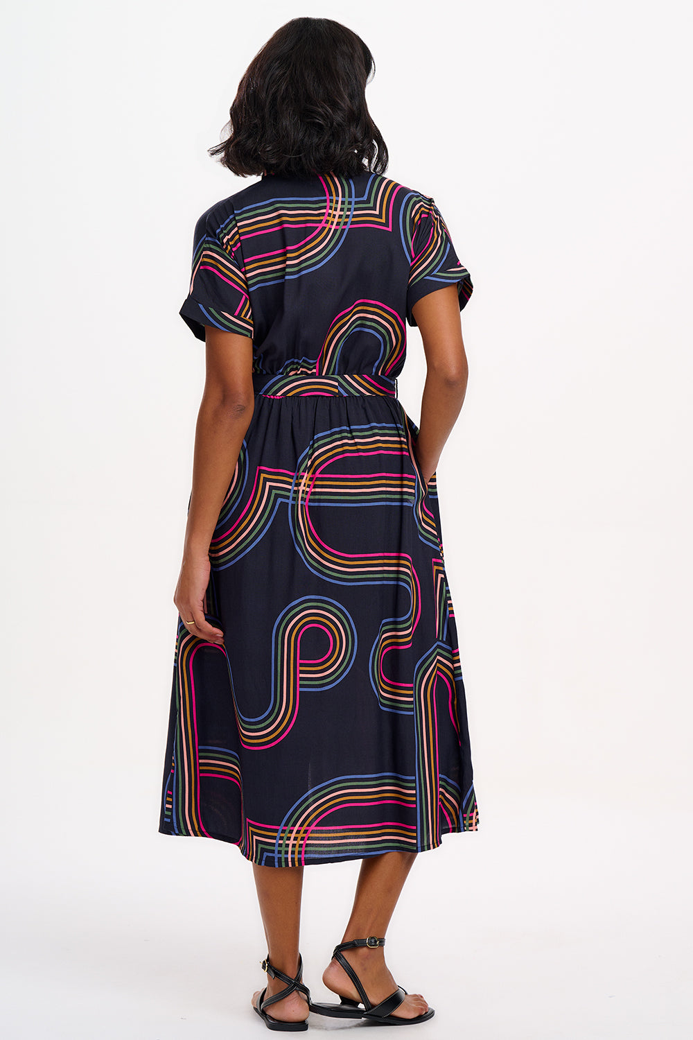 Leigh Midi Shirt Dress - Black, Retro Racer