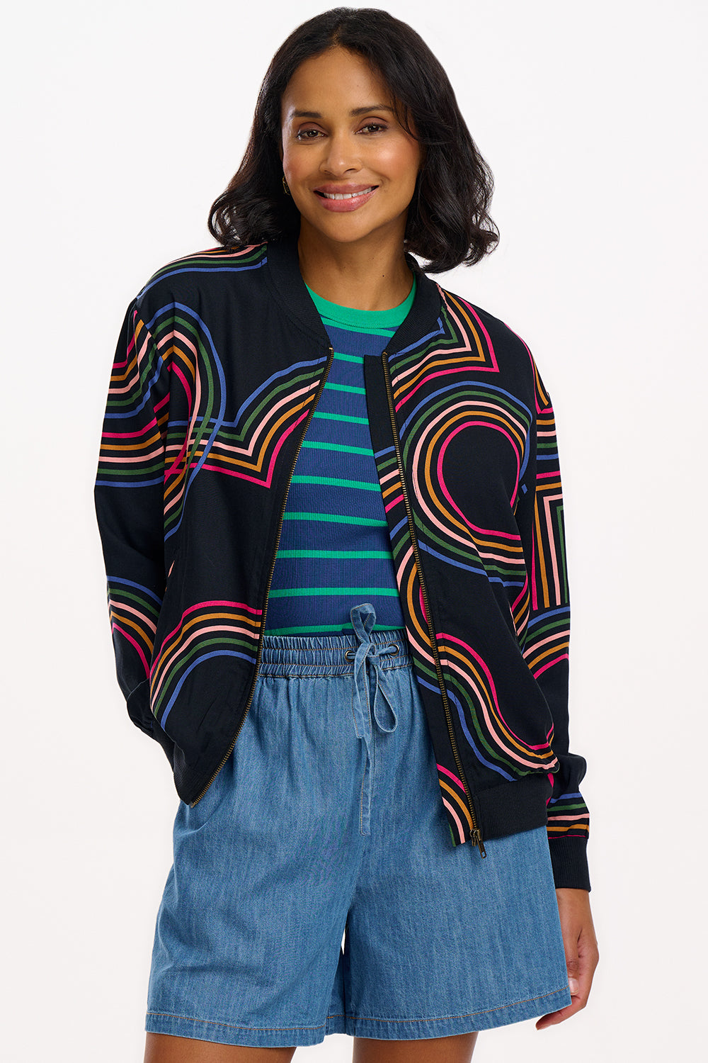 Bobbi Bomber Jacket - Black, Retro Racer