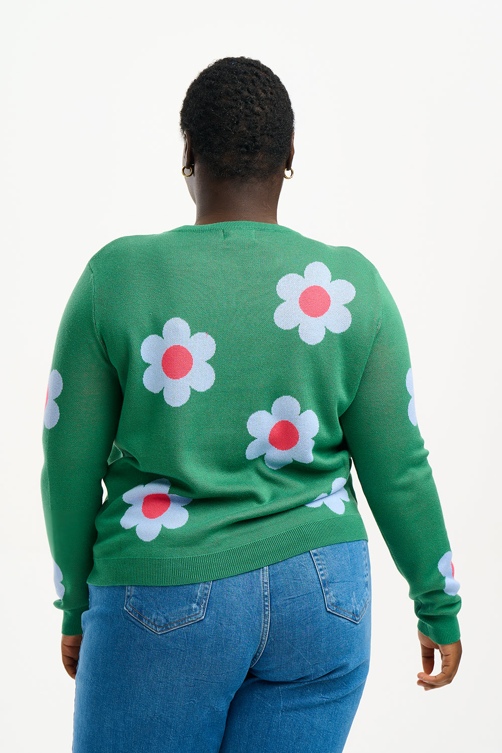 Rowena Jumper - Green Retro Flowers
