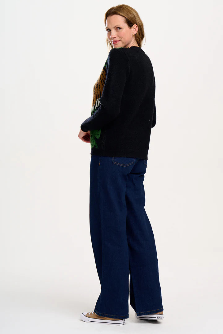 Thalia Jumper - Black, Running Leopards