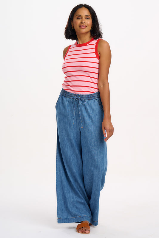 Roksanda Wide Leg Trousers - Mid Blue Denim