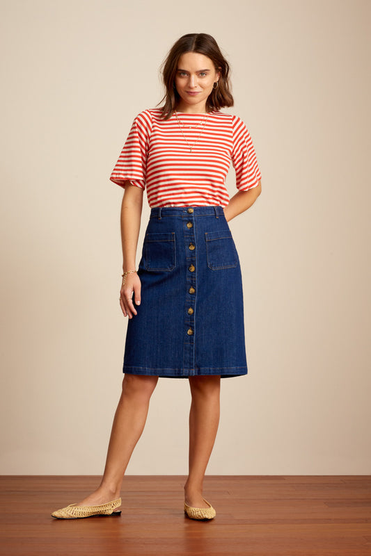 SALE - Angie Pocket Skirt Golden Denim