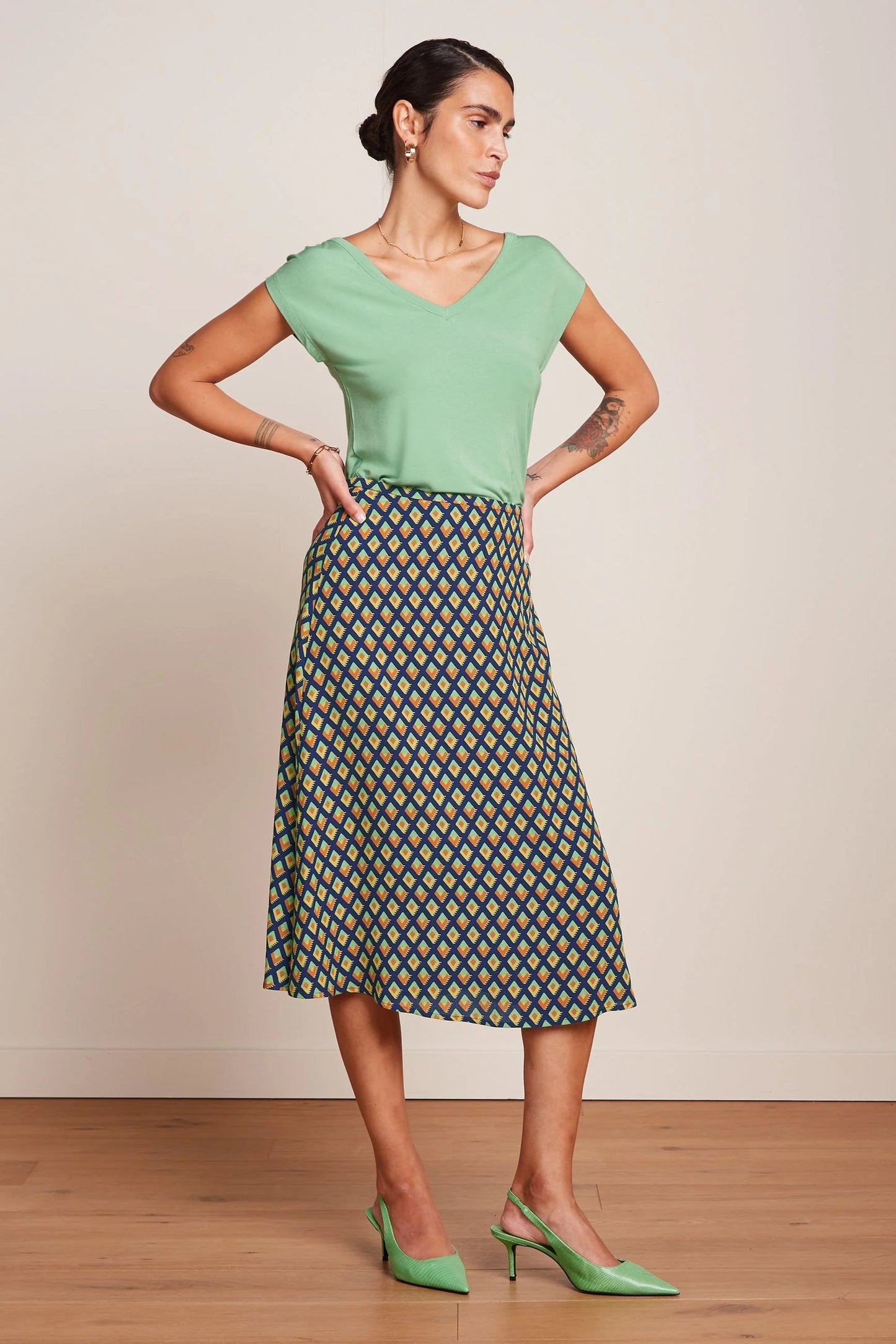 Juno Midi Skirt Pebble Woven