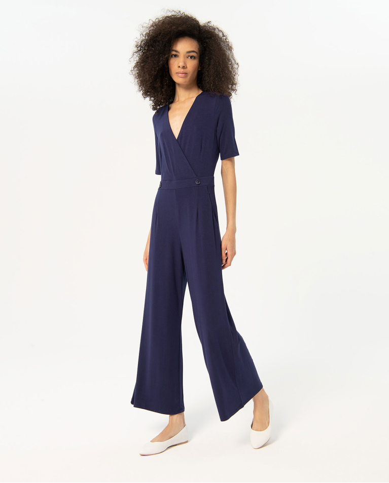 Stretch short sleeve jumpsuit