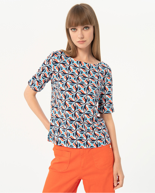 Printed elastic short t-shirt