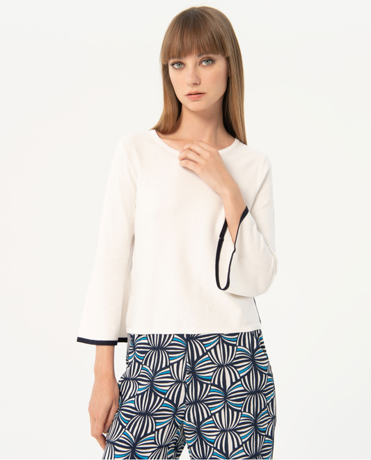 Knitted bell sleeve top