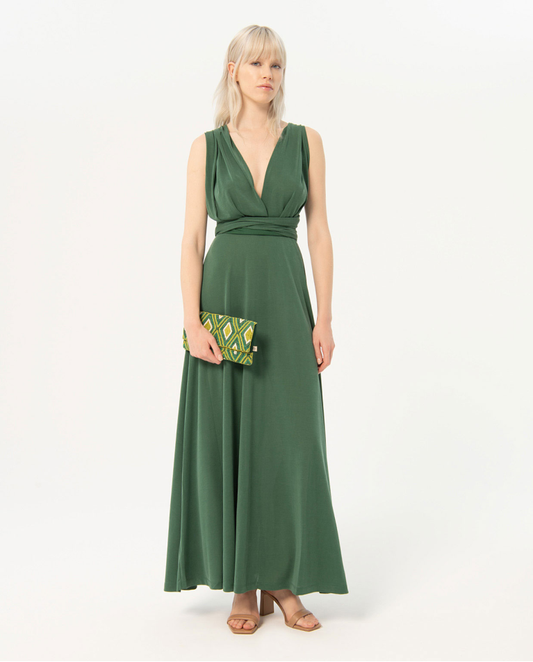 Long dress with multi-position straps