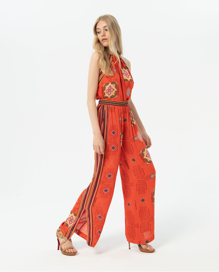 Printed bamboo wide pants