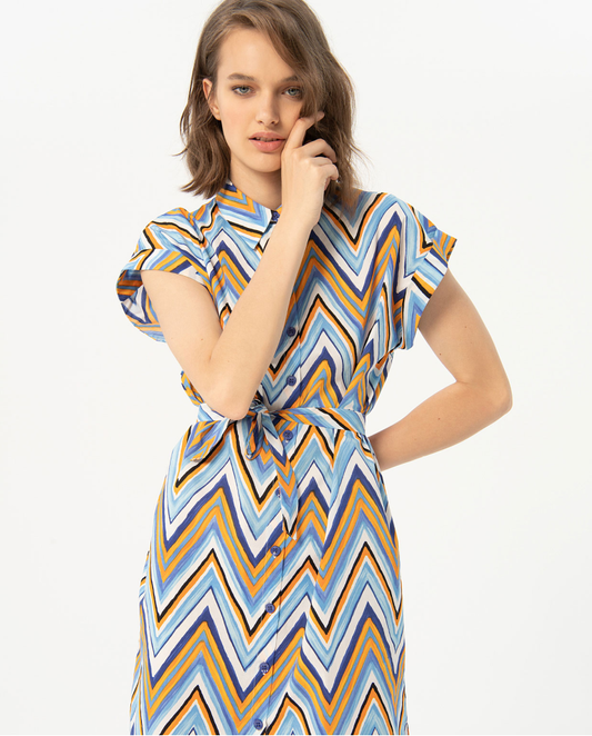Printed midi shirt dress