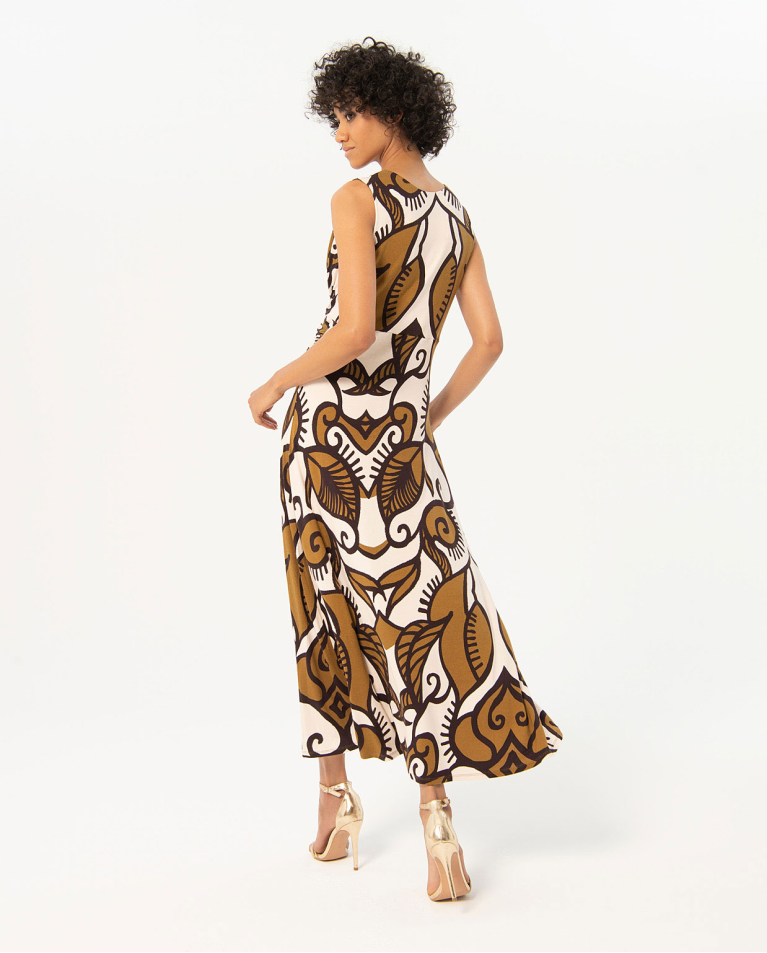Printed sleeveless long dress