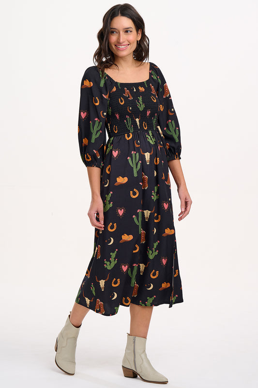Zinnia Shirred Midi Dress