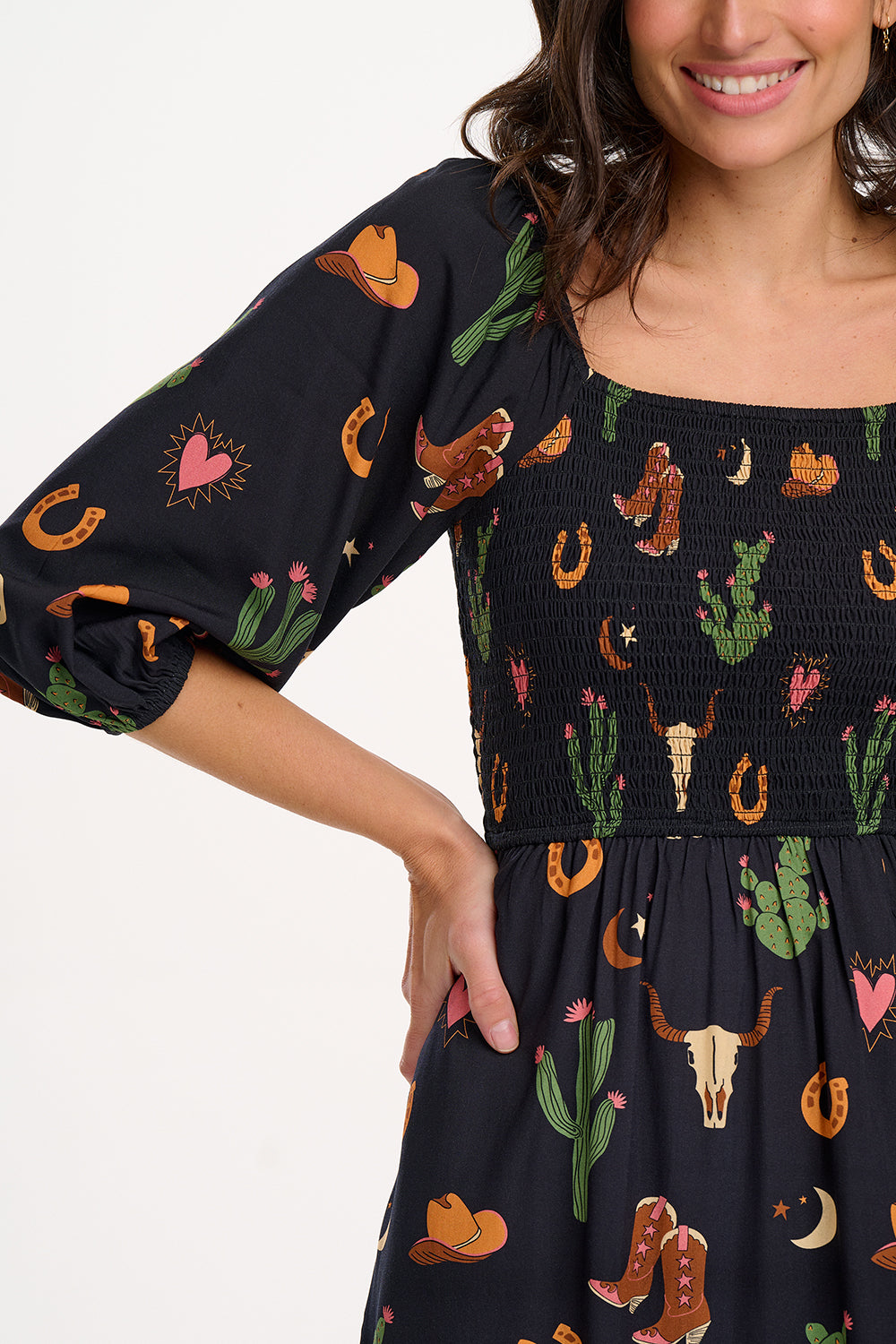 Zinnia Shirred Midi Dress