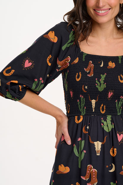 Zinnia Shirred Midi Dress