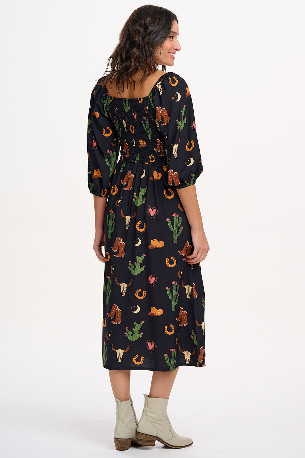 Zinnia Shirred Midi Dress