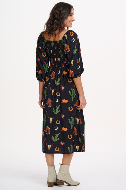 Zinnia Shirred Midi Dress