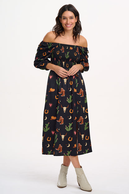 Zinnia Shirred Midi Dress