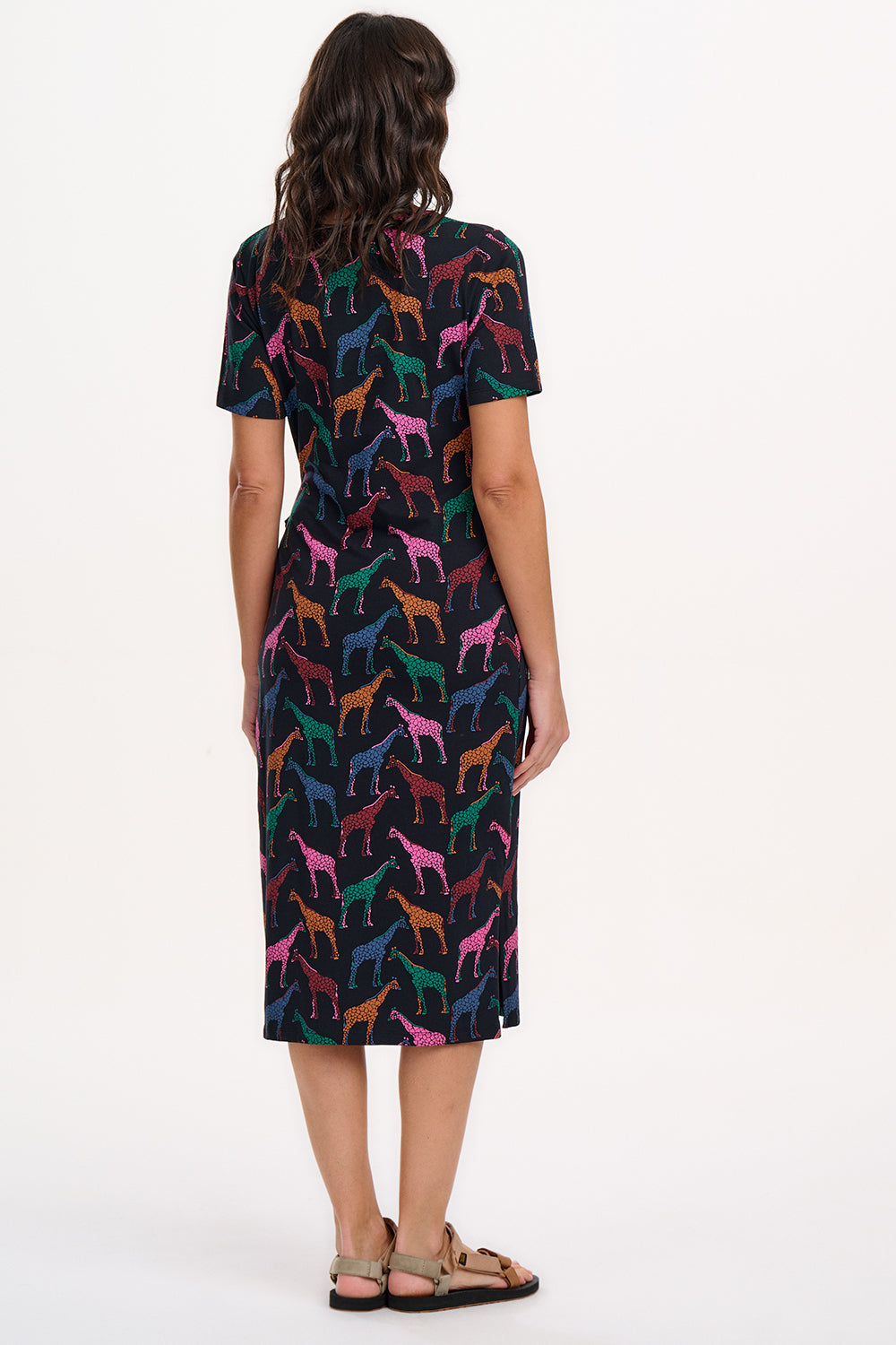 Emersyn Midi Jersey Dress - Black, Giraffe Spots