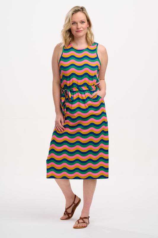 Rory Midi Jersey Dress - Multi, Rainbow Waves