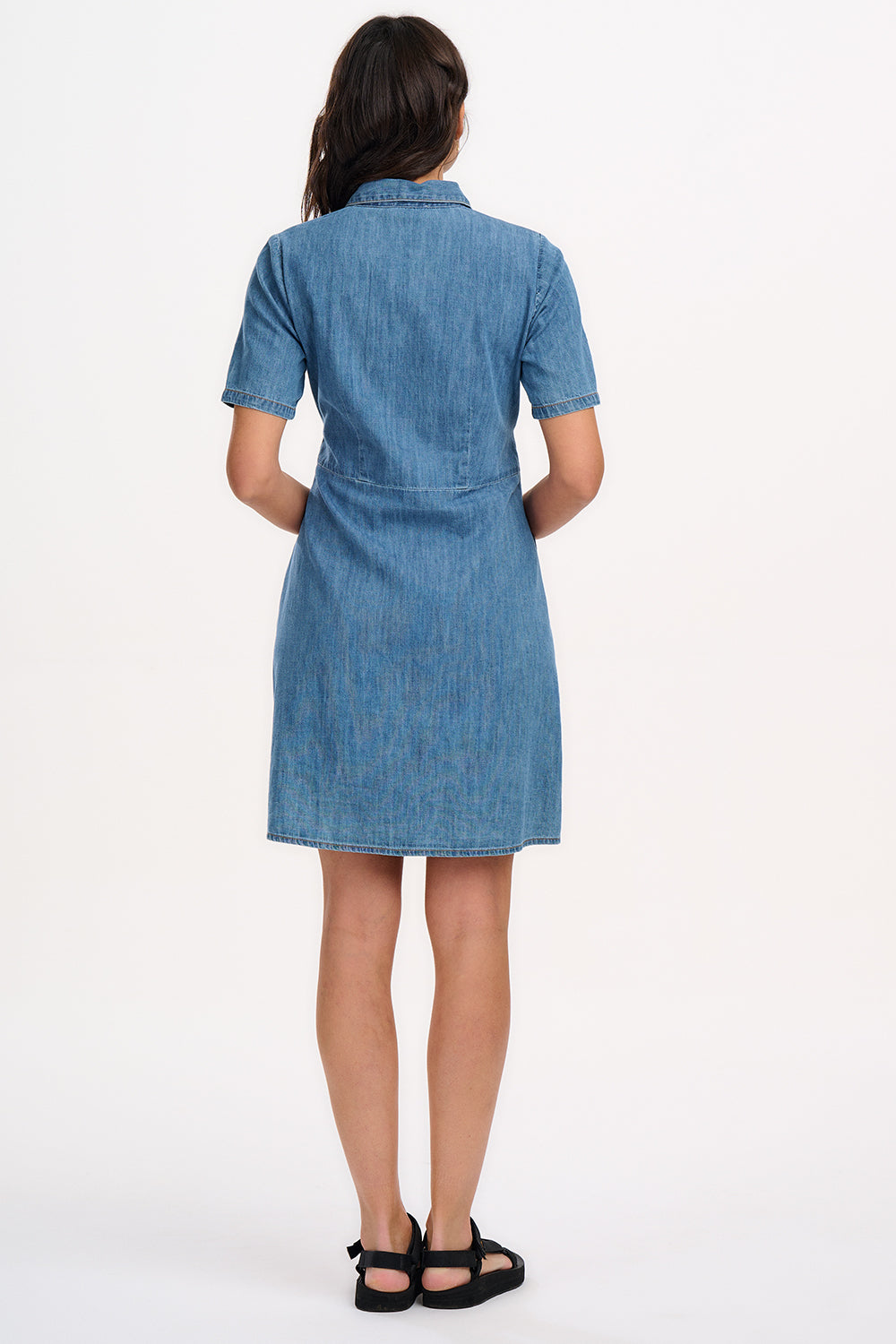 Talitha Mini Shirt Dress - Mid Blue Denim