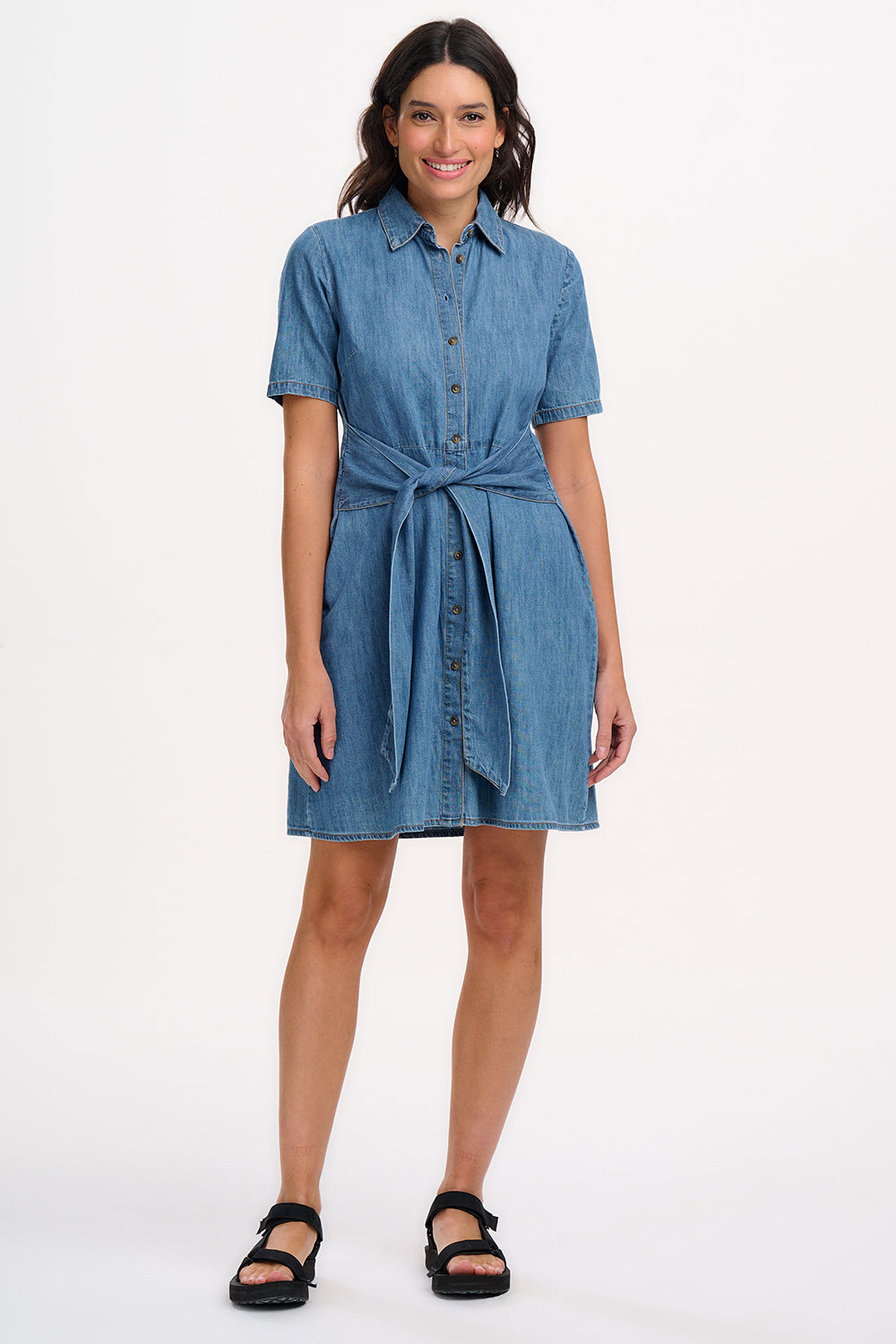 Talitha Mini Shirt Dress - Mid Blue Denim