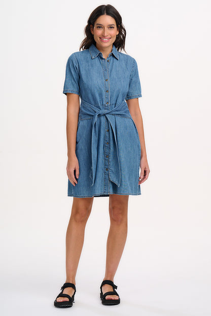 Talitha Mini Shirt Dress - Mid Blue Denim