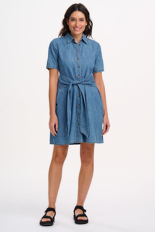 Talitha Mini Shirt Dress - Mid Blue Denim