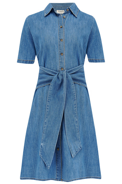 Talitha Mini Shirt Dress - Mid Blue Denim