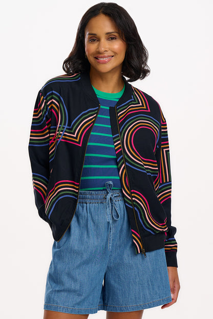 Bobbi Bomber Jacket - Black, Retro Racer