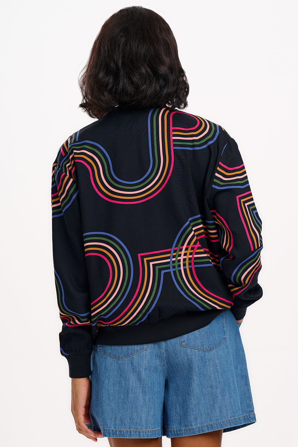 Bobbi Bomber Jacket - Black, Retro Racer