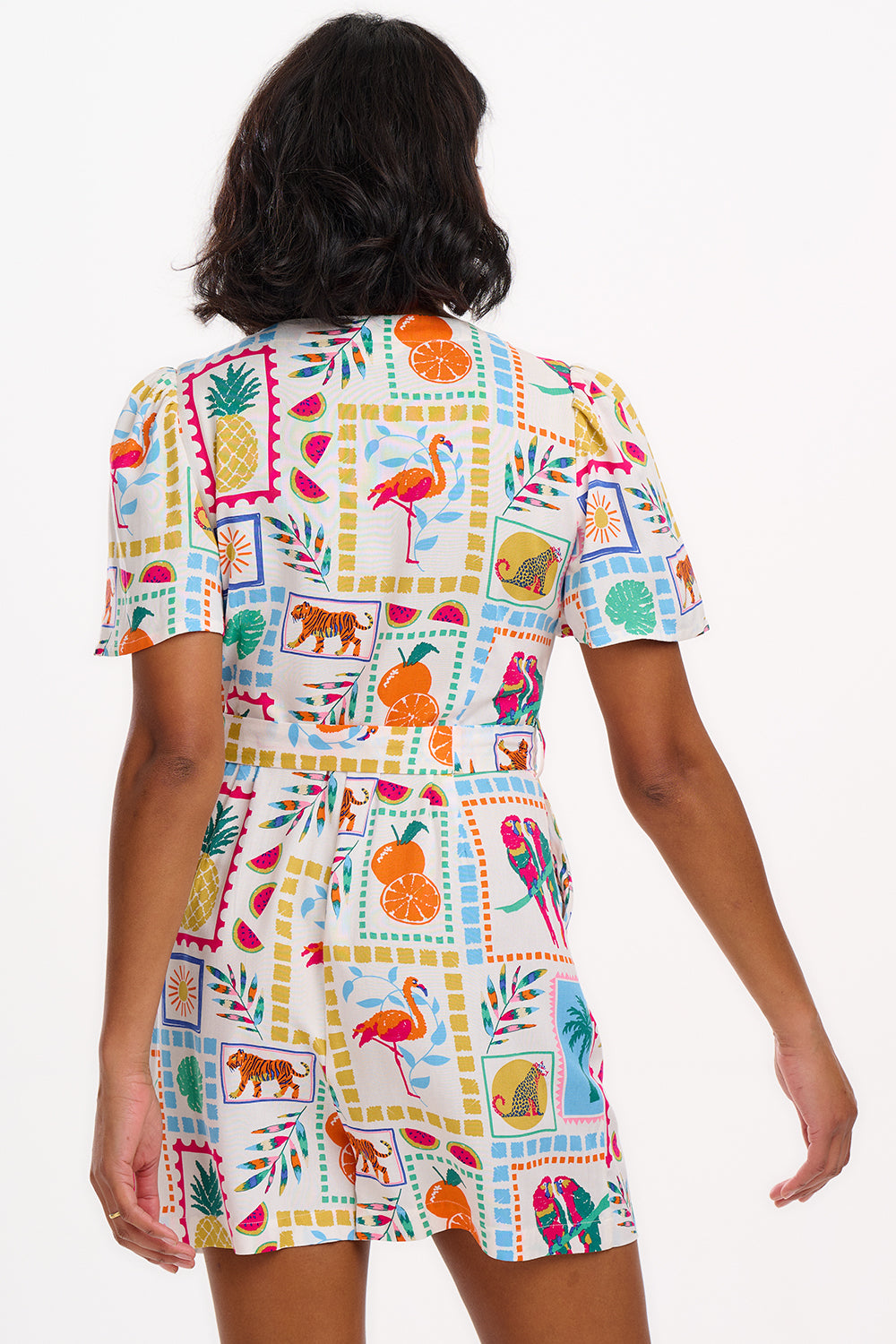 Gweneth Playsuit - Off-White, Jungle Tile