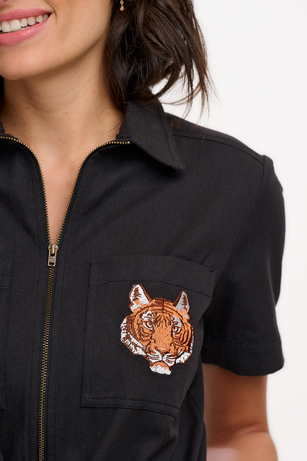 Logan Playsuit - Black, Tiger Pocket