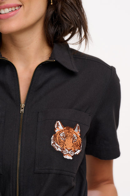 Logan Playsuit - Black, Tiger Pocket