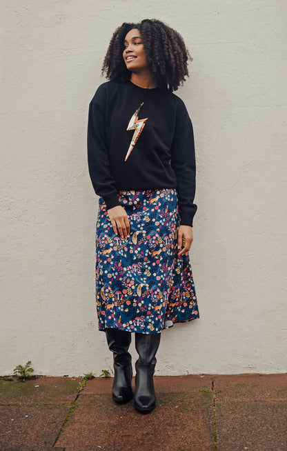 Sylvie Sweatshirt - Black, Sequin Lightning