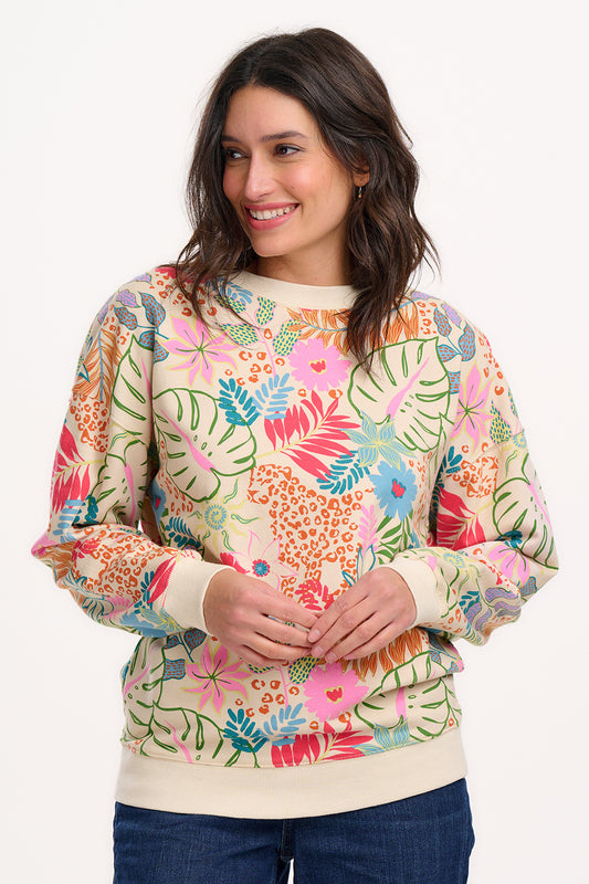 Eadie Relaxed Sweatshirt - Off-White/Multi, Painted Jungle
