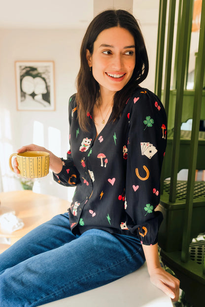 Imelda Blouse - Black, Lucky Charm