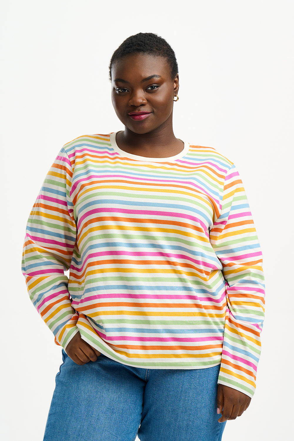 BRUNSWICK LONG SLEEVE RETRO STRIPED TOP