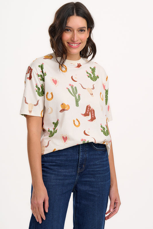 Kinsley Relaxed T-Shirt - Cream, Desert Cowgirl
