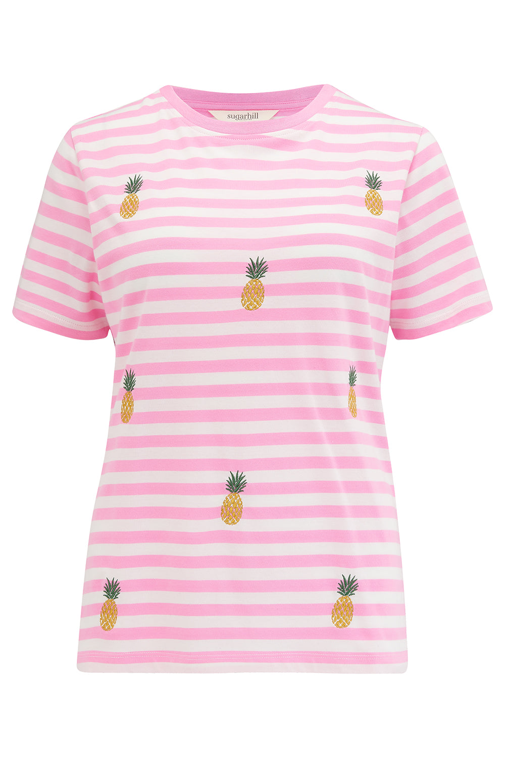 Maggie T-Shirt - Off-White/Pink, Pineapple Repeat