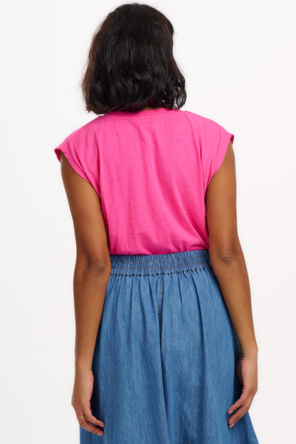 Ariana V-Neck Tank T-shirt - Pink, Fin-tastic Shark